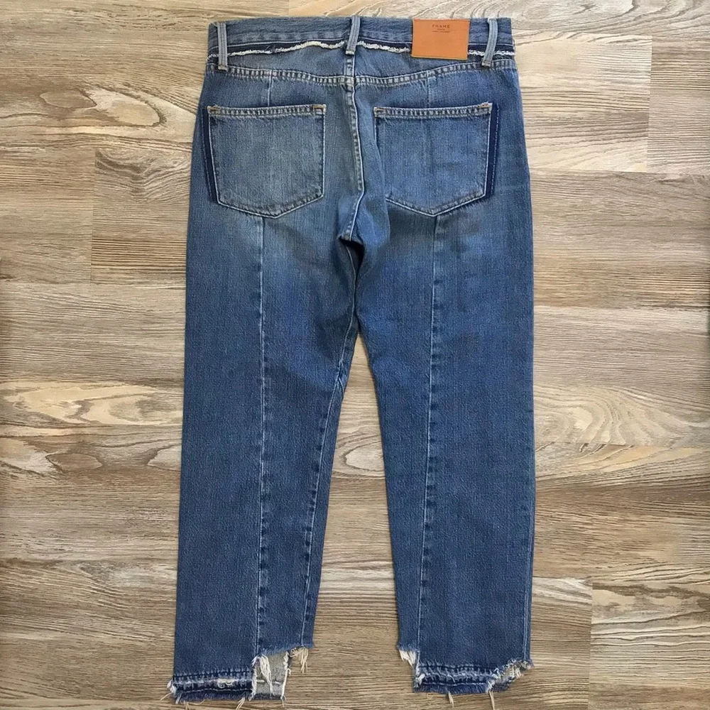 Frame Denim Le Original Button Fly Wetherly Mix High Waist Raw Edge Step Hem 28